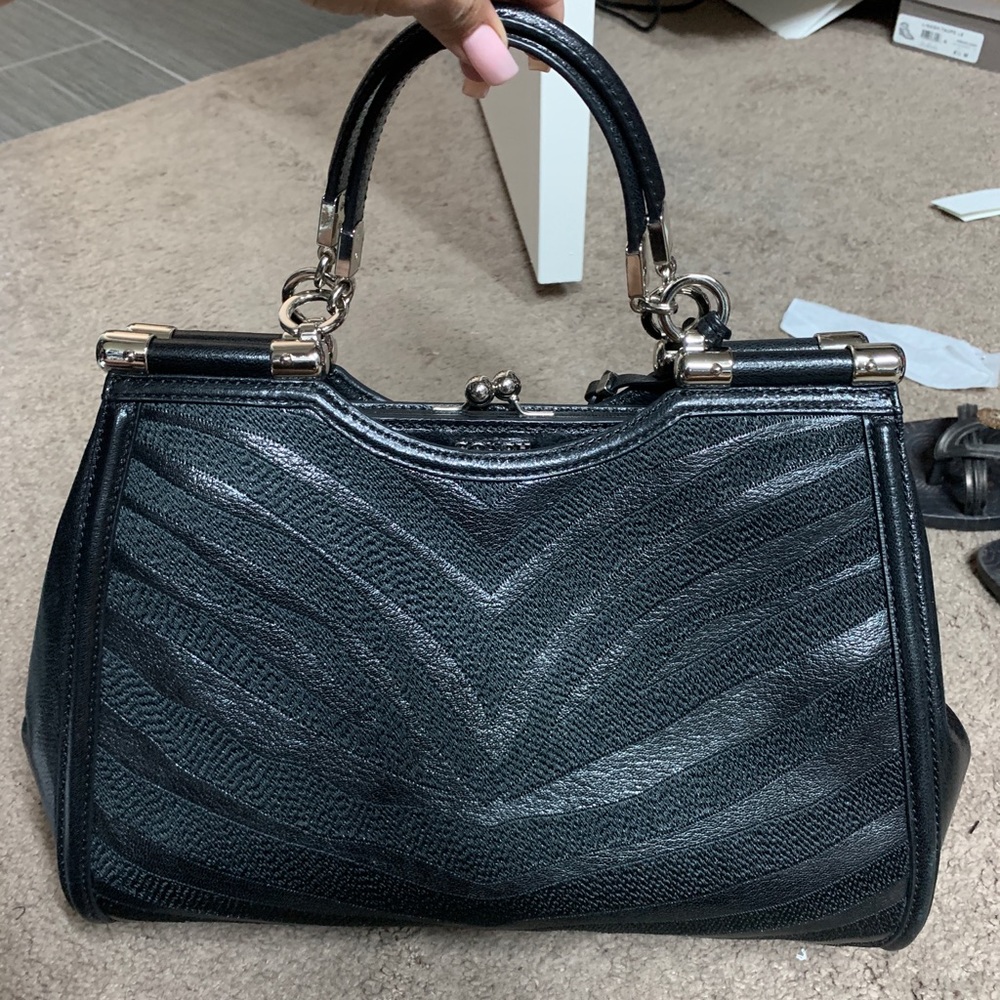 New with tags Coach Carrie Zebra Print Leather Bag